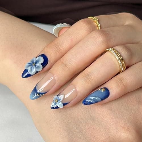 Press On Nails - Medium Almond Handmade Unique Fake Nails, Cute Bow Nails, Thick Acrylic and Muti-Layer Gel False Nails, Reusable Gel Cured Sturdier 3D Fake Nails,DIY Art Decorate (Size S) thumbnail 7