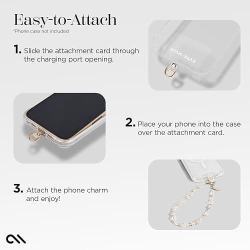Case-Mate Beaded Phone Charm - Detachable Anti Theft Strap - Hands-Free iPhone Wrist Strap for Women - Phone Chain Wristlet - Fits Galaxy, Pixel and More - Crystal Pearl Gold thumbnail 5