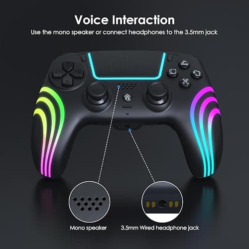 Manette sans Fil pour PS5, Controller pour PS5, avec Joystick Hall, Prise Audio, Vibration, Pavé Tactile, Six Axes, Manette pour PS5/Slim/Pro/PC thumbnail 5