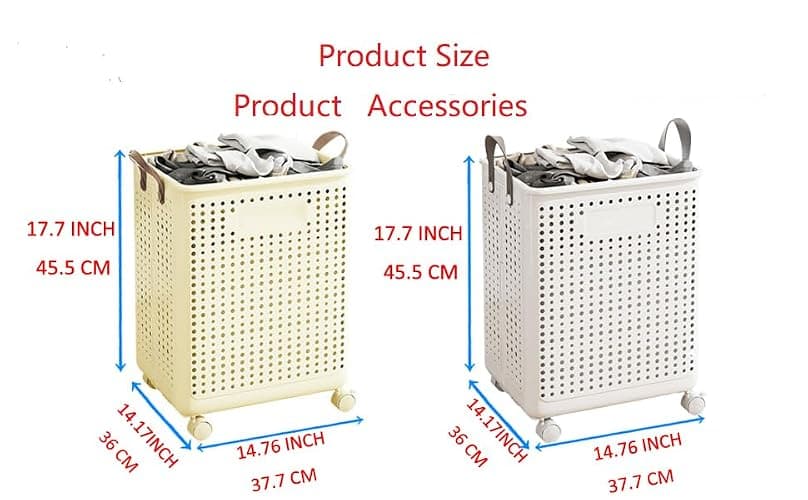 WESAPPINC Collapsible Extra Large Laundry Hamper, Plastic Laundry Basket with Wheels,Suitable for Bathroom, Bedroom, Dorm Room & Laundry Room,Basket with Handle (Cream color) thumbnail 6