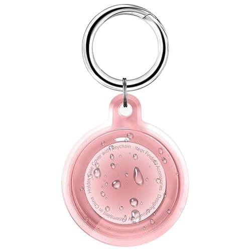 Foweroty 1|2|4 Pack IPX8 Waterproof Case for AirTag (2nd & 1st Gen), Full Body Holder Keychain, Anti-Scratch Cover for Apple Air Tags, Luggage, Pet Collar, Car Keys, Kids, Clear Pink - Image 1