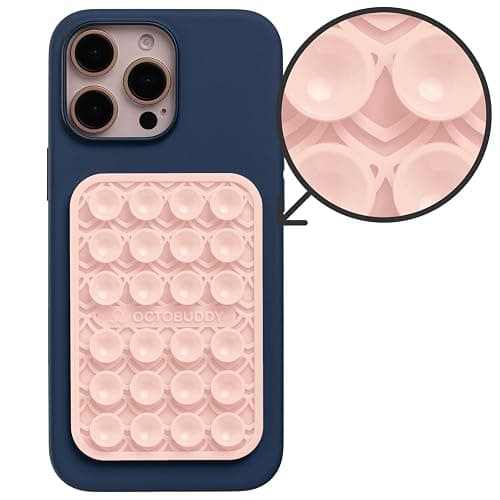 OCTOBUDDY Textures Mermaid Dragon - Silicone Suction Phone Case Adhesive Mount - Hands-Free Grip with 24 Suction Cups for Videos & Selfies - 2.6" x 3.9", Chalk Pink thumbnail 2