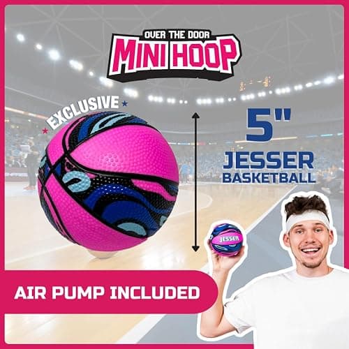 Jesser Hoop Over The Door Mini Basketball Hoop – 2 Gameplay Modes: Shot Clock or Score Keeping, 5" Exclusive Ball, Electric LED Scoring, Net, Air Pump - Indoor Sports Fun for Kids 6+ thumbnail 4