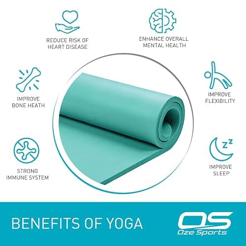 OZE SPORTS Yoga Mat, NBR Foam, Extra Thick, Non-Slip, High Density, Large, for Pilates, Gymnastics, HiiT and Fitness, with Free Carry Strap thumbnail 3