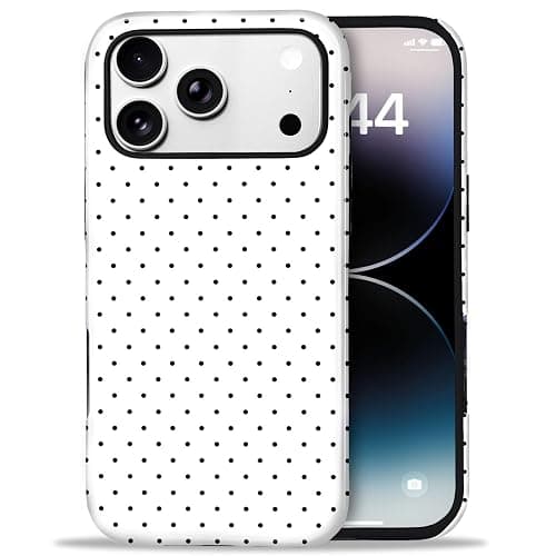 Amzfield Compatible with iPhone 15 Case Cute Polka Dot Aesthetic Retro Design for Women Girls Fall Simple Chic Girly Pretty Dual Layer Hybrid Protection Elegant Case for iPhone 17 Pro-White - Image 1