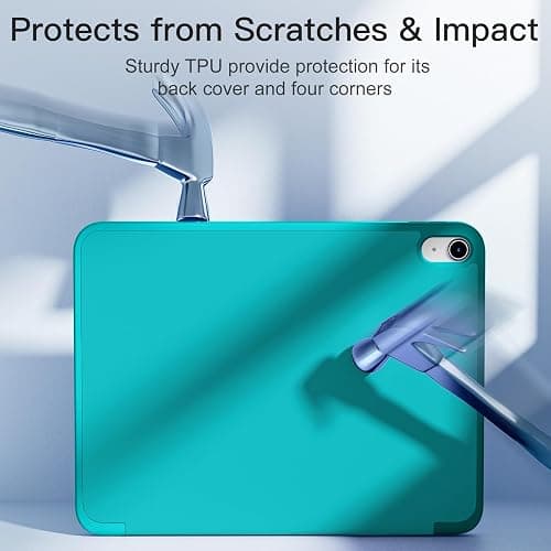 Akkerds Compatible with iPad (A16) 11th Generation Case 11 Inch 2025, for iPad 10th Generation Case 10.9 Inch 2022 with Pencil Holder, Slim Trifold Stand Protective Cover with Soft TPU Back, Teal thumbnail 7