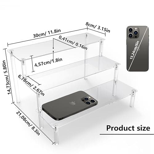 3 Tier Acryl Riser Display Regal Ständer für Amiibo Funko Pops Figuren, Tischplatte klar Acryl Organizer für Nagellack Gewürz Kosmetik Kunsthandwerk Schmuckständer Cupcake Buffets Dessert Figures thumbnail 2