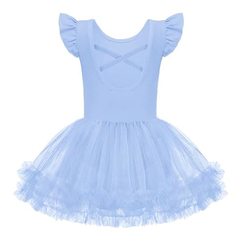 Zaclotre Tutu Dance Dresses for Girls Ruffle Sleeve Criss-Cross Back Ballet Leotards Toddler Ballerina Costume - Image 1