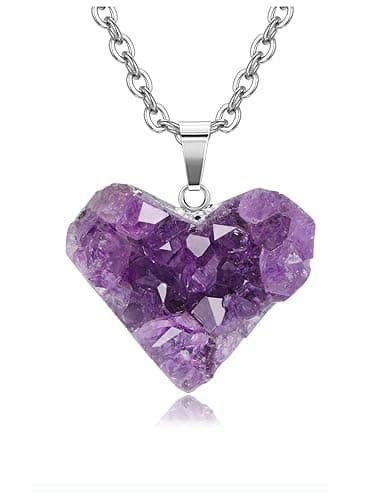 Jovivi Natural Amethyst Cluster Crystal Necklace for Women Men,Irregular Raw Rough Amethyst Quartz Stone Pendant Necklace Jewelry for Spiritual Reiki Healing,Beauty, Love and Positive Energy - Image 1