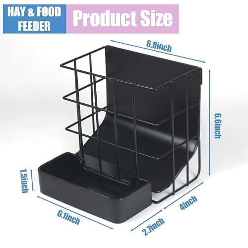 Rabbit Hay Feeder Guinea Pig Hay Feeder, Hay and Food Holder with Hook Heavy-Duty Metal Frame Hay Rack，for Bunny, Guinea Pigs,Chinchillas， Comes with Two Multifunctional Zippers-6.8x6.7x6.6inch thumbnail 2