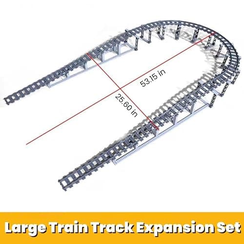 Finger Rock City Train Tracks Building Block Set, 212 Pcs Flexible Rails Train Track Railroad Expansion Accessory Set, Uphill and Downhill, Straight Curved Tracks thumbnail 5