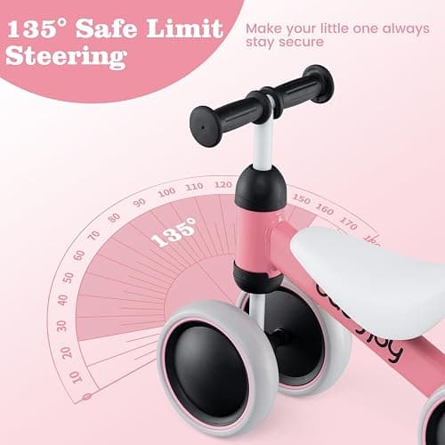 BABY JOY Balance Bike, No Pedal 4 Wheels Toddler Bike with Soft Seat as First Ride-on Toy Birthday Gift, Baby Balance Bike for 2 Years Old Boys Girls (Pink) thumbnail 3