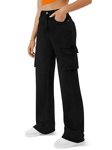 Women High Waisted Cargo Jean for Women with 6 Pockets Straight Wide Leg Jean Casual Baggy Pants thumbnail 5