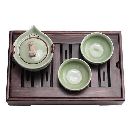 Mini Bamboo Chinese Tea Tray - 11 x 7 inch Japanese Tea Serving Tray, Small Gongfu Tea Table Set with Reservoir Type Water Storage Box (M) thumbnail 8