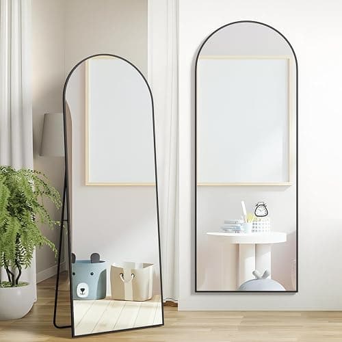 NEUWEABY Full Length Mirror 58"x18" Arch Floor Mirror with Stand Arched Mirror Full Body Mirror Black Standing Hanging or Leaning Against Wall for Bedroom Entry, Bedroom, Living Room thumbnail 5