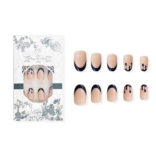 Halloween French Tip Almond Fake Nails - Terror Blood Press-On With Acrylic Glue - Medium Glossy Reusable Artificial Nails for Women DIY Manicure - 24 Pcs thumbnail 5