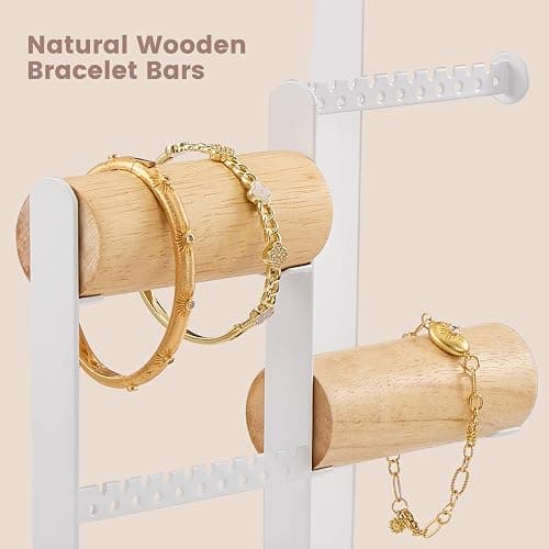 Lolalet Jewelry Holder Organizer, Aesthetic Jewelry Display Stand for Necklaces Bracelets Earrings Rings, Cute Room Décor for Teen Girls Women -White thumbnail 4