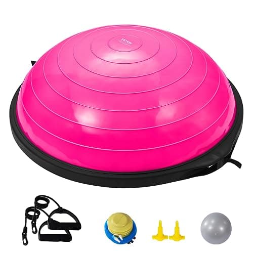 VEVOR Half Exercise Ball Trainer, 23/26 inch Balance Ball Trainer, 1500lbs Capacity Stability Ball, Yoga Ball with Resistance Bands & Foot Pump, Strength Fitness Ball for Home Gym Full Body Workout - Image 1