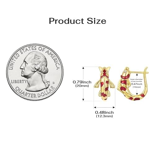 RUKYF Gold Plated Star,Koi Fish & Dachshund Hoop Earrings - Cute Animal Huggie Earrings for Women - Hypoallergenic, Dainty & Lightweight - Gift for Pet Loves thumbnail 4