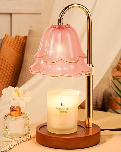 Pink Candle Warmer Lamp with Timer & Dimmer, Adjustable Height Christmas Gifts Birthday Gifts for Women Mom, Flower Candle Lamp Warmer, Wax Warmer with 2 Bulbs, House Warming New House Decorations - Image 1