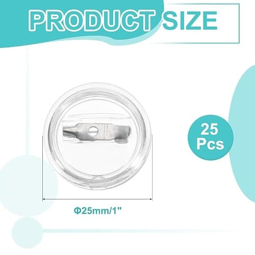 MECCANIXITY 25Pcs Blank Buttons Pin Button Maker Badges Sewing Acrylic Clear 1 inch for DIY Crafts Photo, Pin on Clothes, Hats, Bags, Circle Buttons thumbnail 2