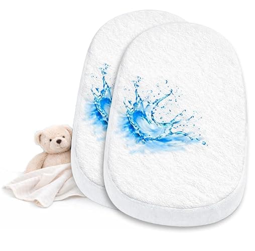 Lovely Hippo Protector de Colchón - 100% Impermeable - Cubrecolchón Cuna Capazo (40 x 80 cm (Lote de 2)) - Image 1