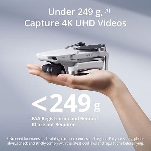 DJI Mini 4K Camera Drone Combo, Drone with 4K UHD Camera for Adults, Under 249 g, 3-Axis Gimbal Stabilization, 10km Video Transmission, Auto Return, 2 Batteries for 62-Min Max Flight Time, QuickShots thumbnail 2