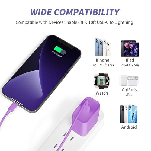 iPhone Charger Fast Charging,[MFi Certified] 2Pack 20W Type C Fast Charger Block with [10FT&6FT] USB C to Lightning Cable Compatible for iPhone 14/13/12/11 Pro Max/Xs Max/XR/X,iPad thumbnail 6