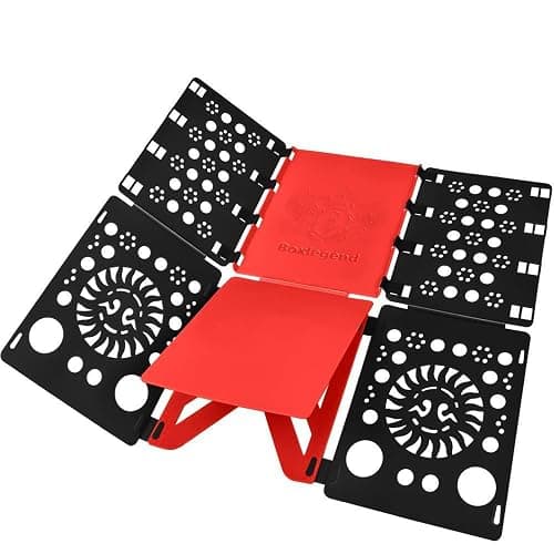 BoxLegend Version 3 Shirt Folding Board t Shirts Clothes Folder Durable Plastic Folding Helper Easy and Fast Folding Boards for Adults and Children, Black and Red - Image 1