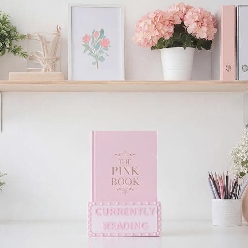Gerrii Currently Reading Sign 3D Printed Book Display Sign to Be Read Book Decor for Readers Gift Library Home Bookshelf Decoration (Pink) thumbnail 7