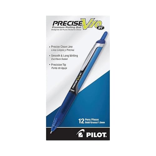 PILOT Precise V10 RT Retractable Ball Pens, 1.0mm, Blue, 12-Pack | Writing made smooth, retractable ink pens for writing, modern, rolling ball, blue pens, bold point thumbnail 3