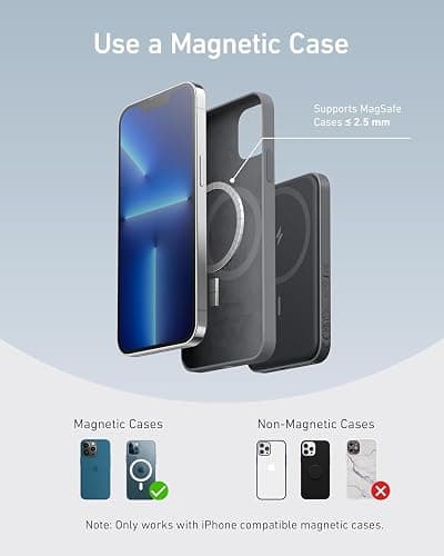Anker 621 Magnetic Portable Charger (MagGo), 5,000mAh Wireless Power Bank with USB-C Cable, Magsafe-Compatible Battery Pack for iPhone 17/16/15/14/13/12 Series (Black) thumbnail 6