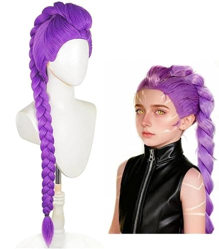 Topcosplay 24 inch Girls Long Purple Braid Cosplay Wig Halloween Party Costume Wig - Image 1
