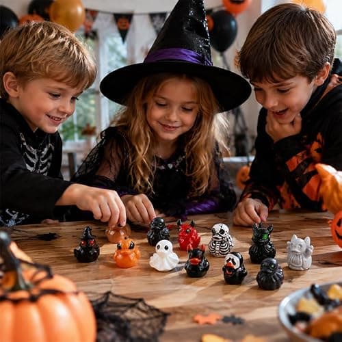 Halloween Mini Resin Ducks Glow in the Dark Novelty Halloween Party, 50 | Cute Small Little Duckies Statues Bulk Set for Office Desk Tiered Tray Decor Halloween Party Supplies Decoration thumbnail 3