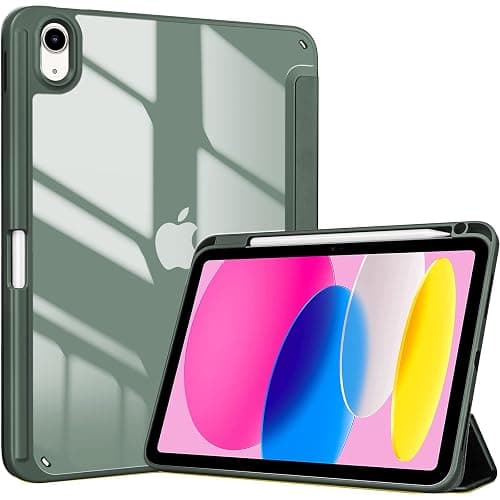 ProCase Hülle für iPad 10. /11. Generation 2022 10,9 Zoll 2025 11" (A16) mit Stifthalter, Stoßfeste Smart Case Cover mit transparenter Rückseitenschale Schutzhülle -Olivegrün - Image 1