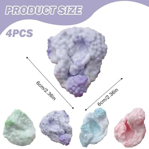 4Pcs Squish Balls, Shapeable Vacuum Stress Ball, Soft Flexible Grape Stress Ball, Relief Squeeze Toys for Adults & Kids (Light Blue) thumbnail 3
