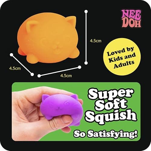 Schylling NeeDoh Teenie Cool Cat - Sensory Squeeze Toy - Contains 3 Mini Groovy Globs - 1.5" Wide - Color May Vary (Pack of 1) thumbnail 2