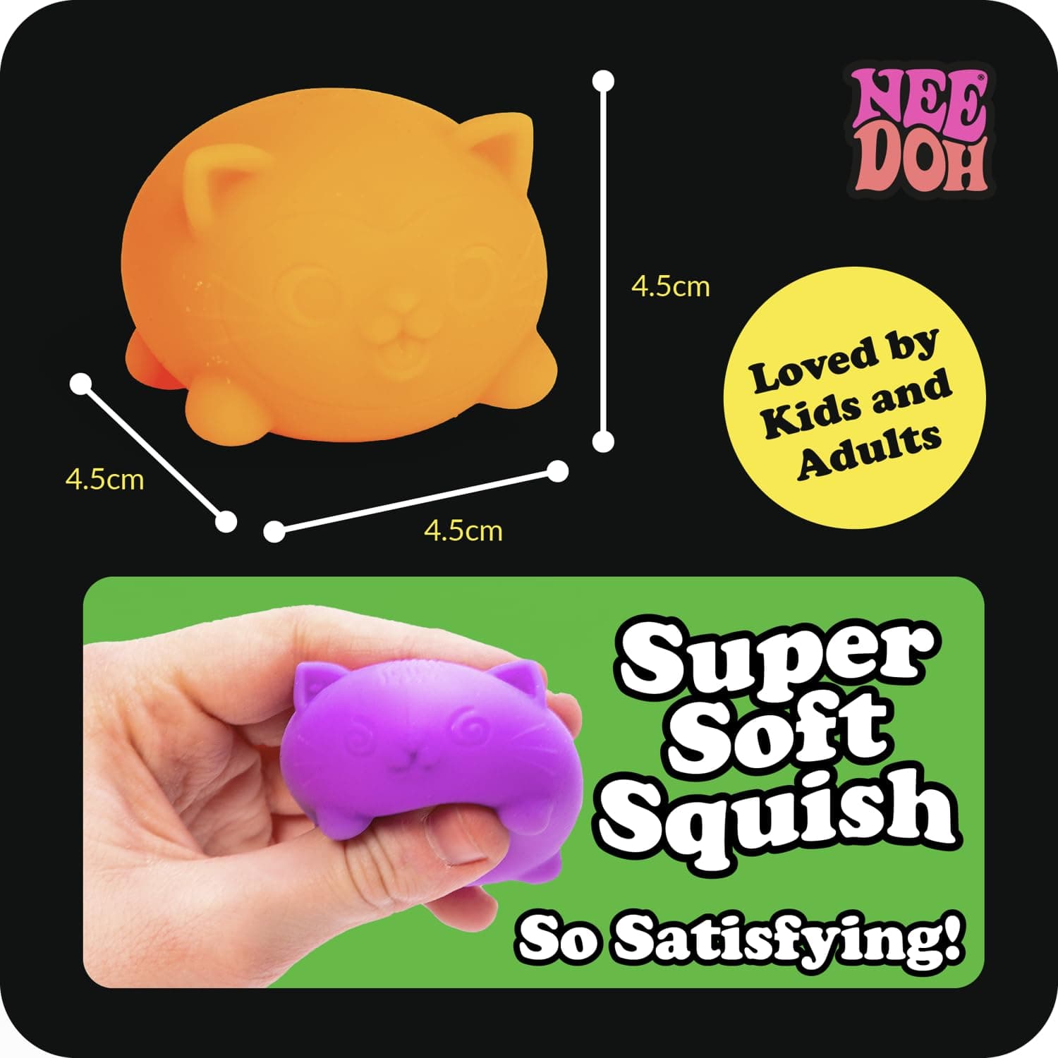 Schylling NeeDoh Teenie Cool Cat Sensory Squeeze Toy, Contains 3 Mini Groovy Spheres, 3.8cm Wide, Color May Vary (1 Piece) thumbnail 7