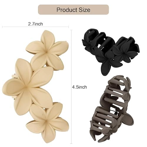 ANBALA Matte Flower Hair Accessories - 4PCS Large Plumeria Hawaiian Hair Clips with Strong Hold for Women, Non-Slip and Cute thumbnail 5