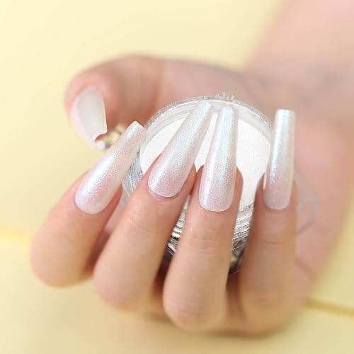 Artdone 2 Jars Chrome Nail Powder White and Red Pearl, Iridescent Aurora Powder Metallic Mirror Effect Pigment Pearlescent Mermaid Pearl Dust Kit, Decoration Acrylic Resin Craft thumbnail 3
