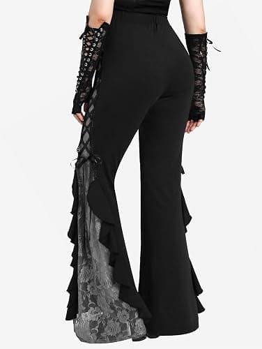 ROSE GAL Rosegal Women Plus Size Bell Bottoms Gothic Flare Pants thumbnail 4