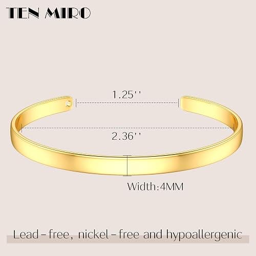 TEN MIRO 16k Chunky Gold Bangle Cuff Bracelets for Women Trendy, Sweatproof Bangle Bracelet Non Tarnish Gold Plated Cuff Bracelets for Women thumbnail 6