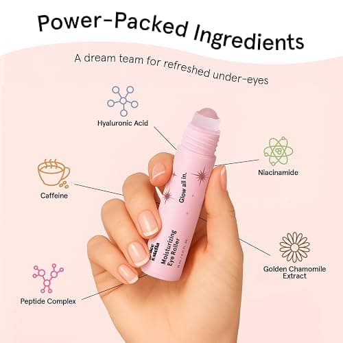 grace & stella Under Eye Brightener with Rose Quartz Rollerball - Hyaluronic Acid & Caffeine Eye Serum for Dark Circles & Puffiness - Valentines Day Gifts, Travel Size Toiletries (15ml / 0.51floz) thumbnail 4