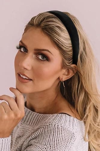 TERSE Black Velvet Headband for Women Non Slip Thick Head Band 1.3 Inches Wide Headband for Women’s Hair Fashion Hair Accessories Velvet Women Headbands thumbnail 4