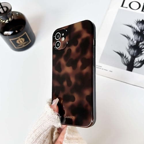 NITITOP Compatible with iPhone 11 Case Cute Stylish Leopard Print Amber Aesthetic Tortoise Design for Women Girls Men Soft TPU Shockproof Protective Cover - Brown thumbnail 7