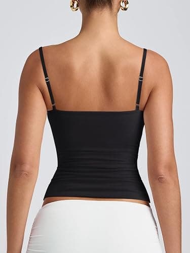PINKMSTYLE Women's Basic Double Lined Scoop Neck Tank Tops Adjustable Cami Tank Summer Sleeveless Tops thumbnail 5