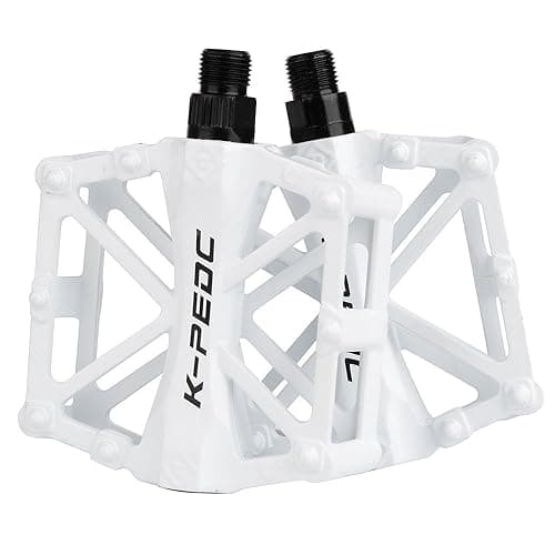 boruizhen Aluminium CNC Bike Platform Pedals Lightweight Road Cycling Bicycle Pedals for MTB BMX - White