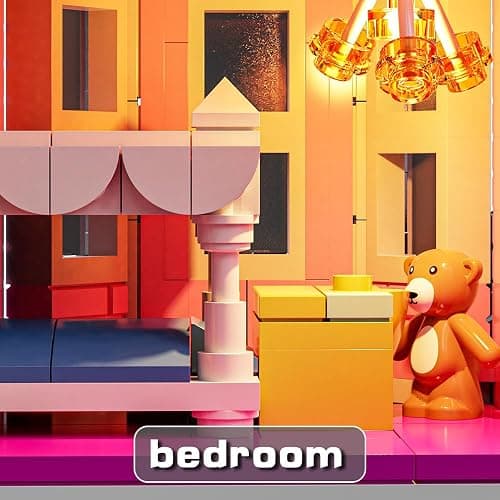 Pink Palace House Building Set with Lights, Halloween Haunted House Blocks Toy, Halloween House Kit for Kids Adults,Christmas for Girls and Boys, Aged 8+ (1349PCS) thumbnail 6