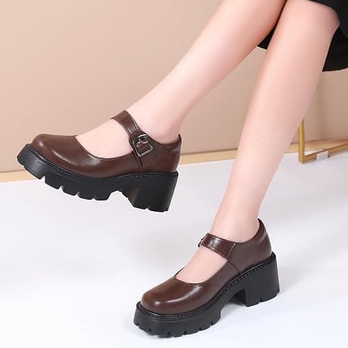 QHH Mary Jane Shoes Women Platform Mary Janes for Women Round Toe Chunky Heels Women's Pumps Fashion Classic Comfortable Dressy Business Casual Shoes Dress Shoes thumbnail 7