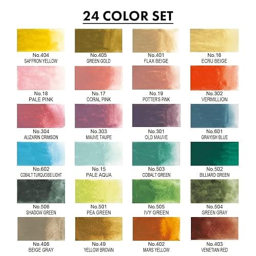 Kuretake GANSAI TAMBI Watercolor Paint Set 24 Colors II - Art nouveau, Professional-quality art supplies for artists adult painting aketching, Non-Toxic, Made in Japan thumbnail 3